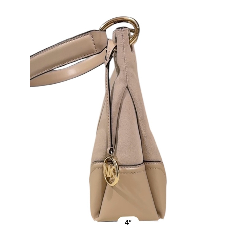 Michael Kors Nicole Medium Leather Suede Shoulder Handbag Powder Blush Solid - Picture 11 of 13